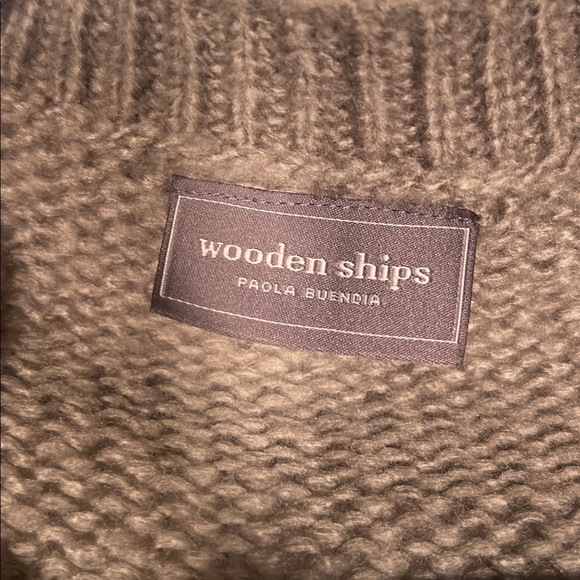 WOODEN SHIPS WOMENS GRAY MERRY + HAPPY HOLIDAY WOOL SWEATER XS/S - Picture 2 of 4